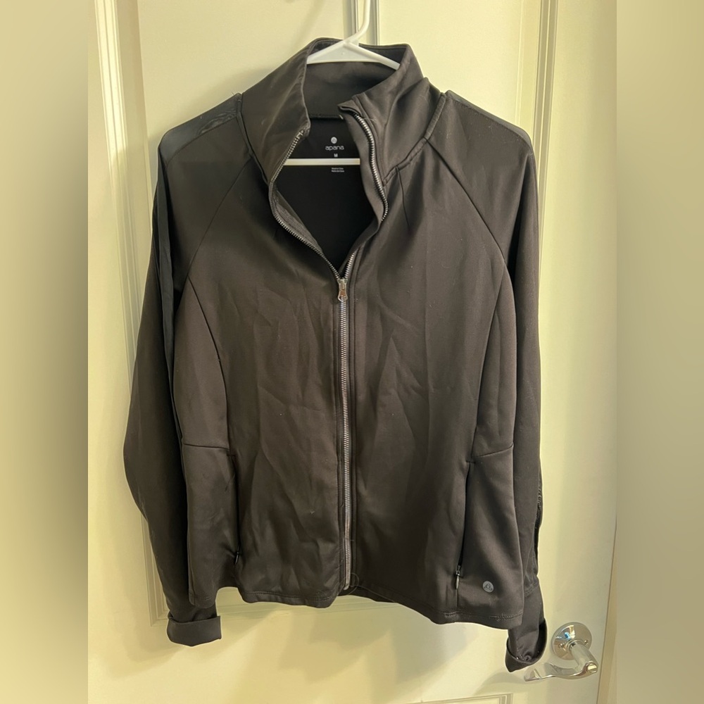 Apana black zip up athletic jacket